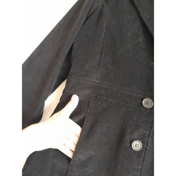 VTG Womens Large Faux Suede Retro Fall Preppy Casual Career Jacket Blazer Black - Picture 2 of 8